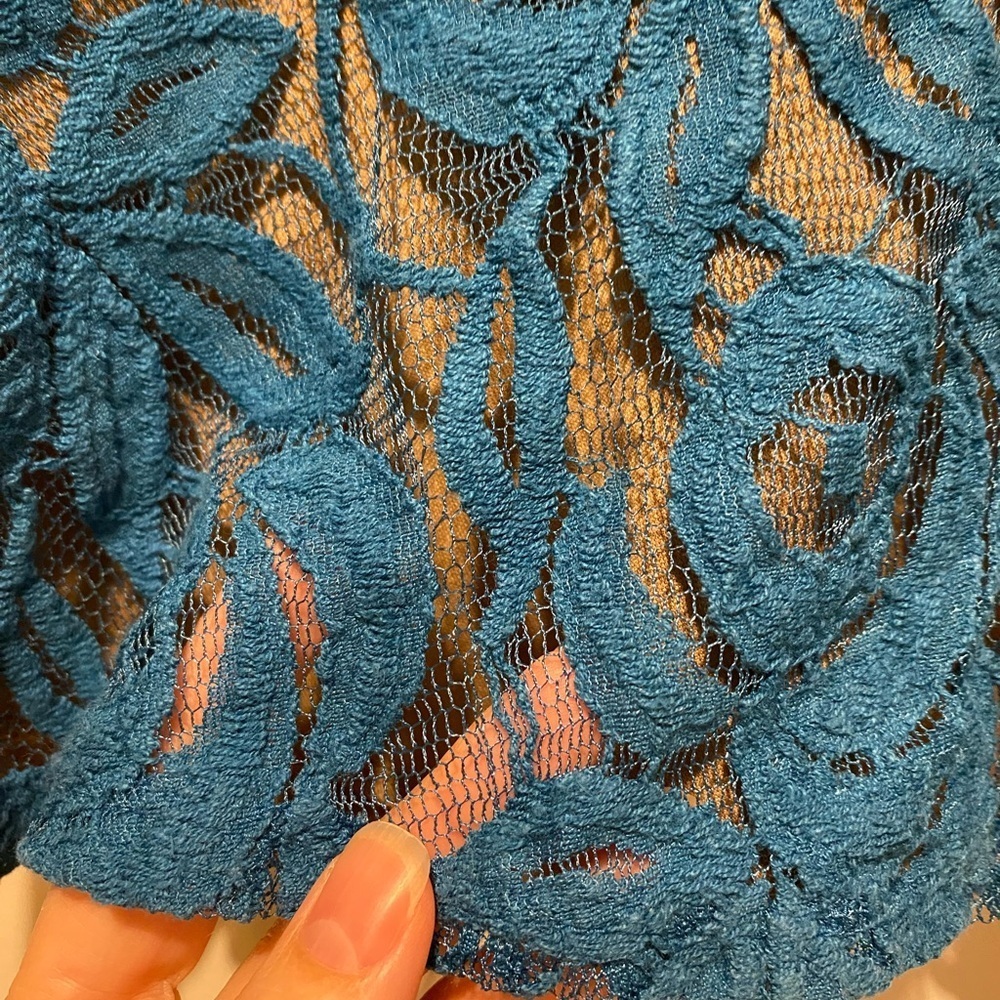 Charlotte Russe Blue Lace Overlay Blouse - Picture 3 of 5